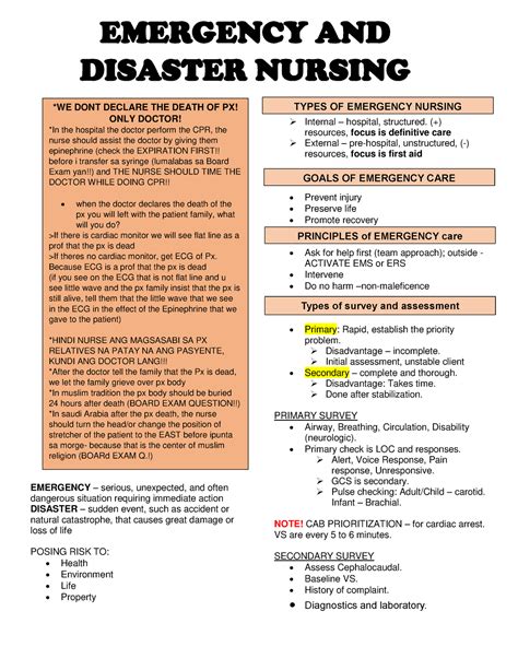 Emergency And Disaster Nursing Notes Emergency Serious Unexpected