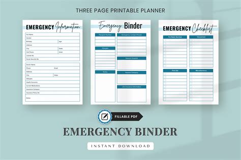 Emergency Preparedness Binder Family Emergency Binder Funeral