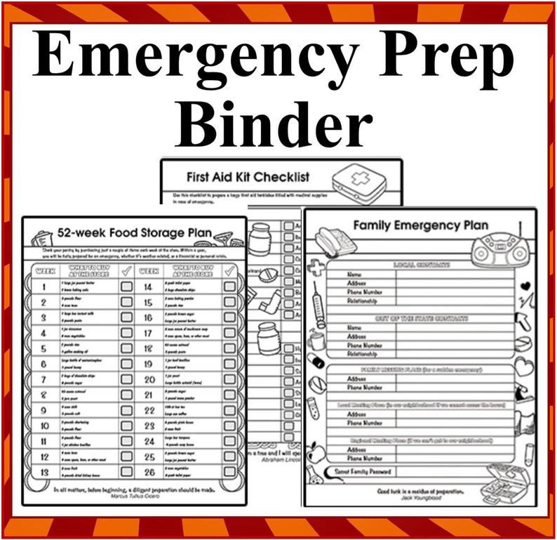 Emergency Preparedness Plan Family Emergency Binder Emergency