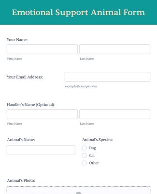 Emotional Support Animal Form Template Jotform