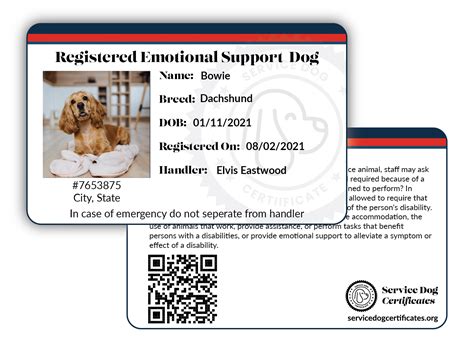 Emotional Support Animal Id Card Certificate Service Dog And