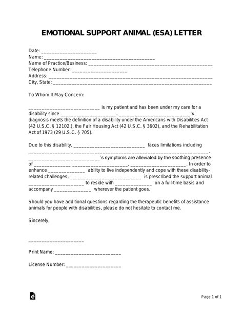 Emotional Support Animal Letter For Housing Template Amp Sample Free Pdf Download