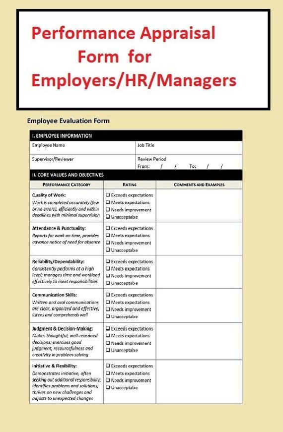 Employee Appraisal Sample Pdf