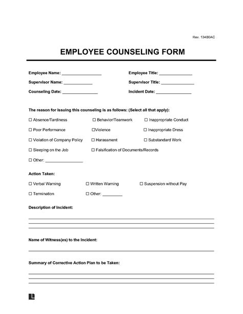 Employee Counseling Record Pdf Reset Form Print Form Performance