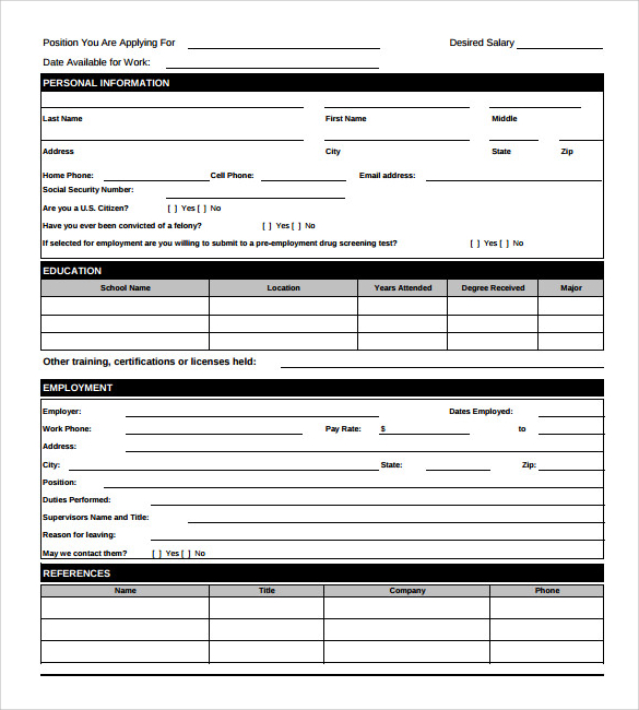 Employee Hire Forms Templates