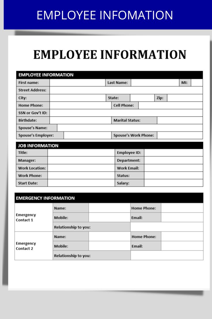 Employee Information Form New Hire Paperwork Hr Templates Etsy Canada