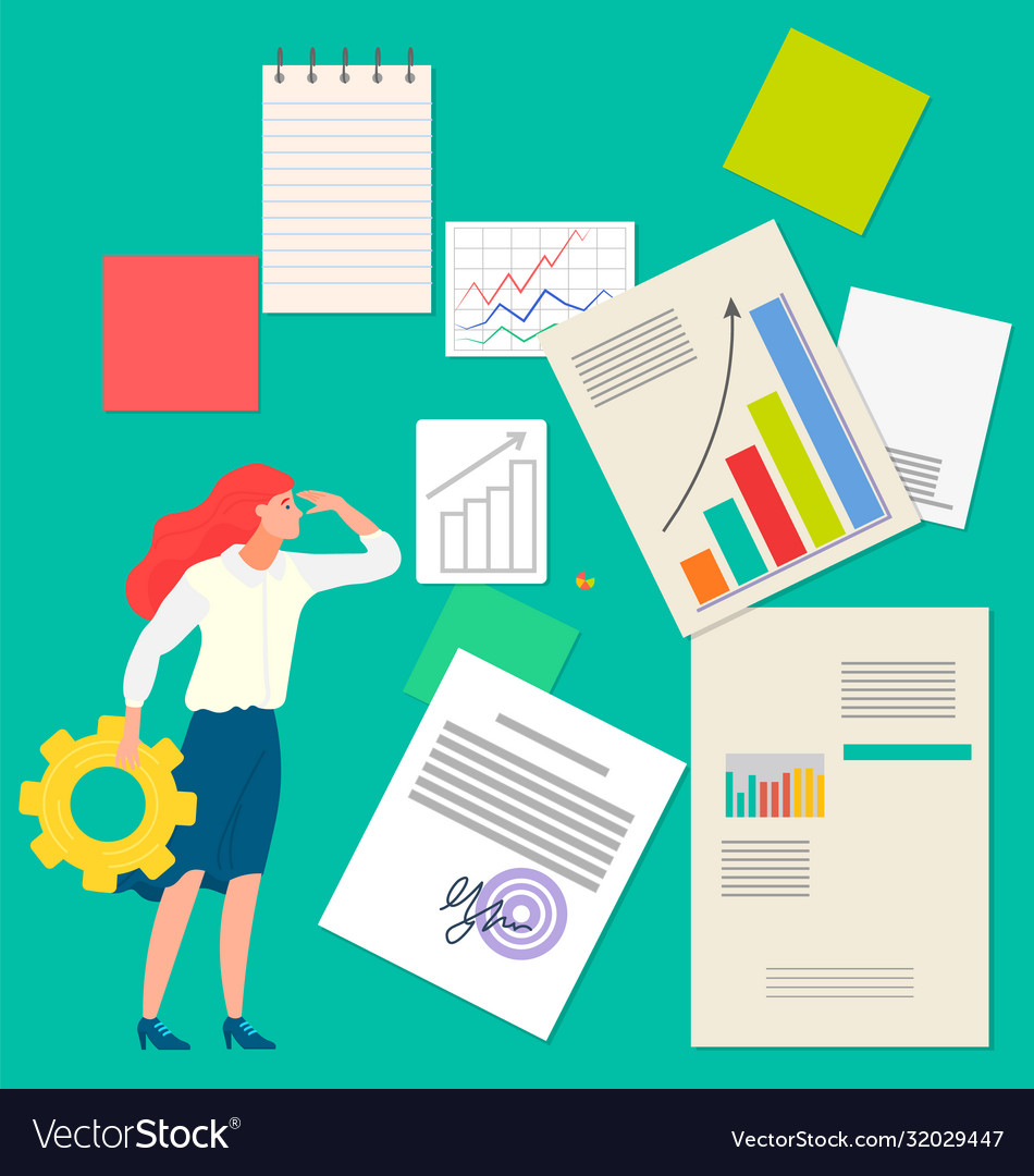 Employee Paperwork Data Analysis Document Vector Image