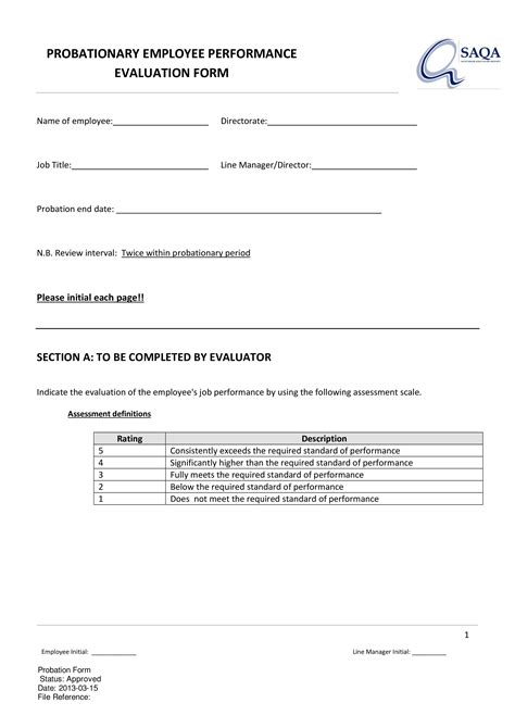 Employee Probation Form Template