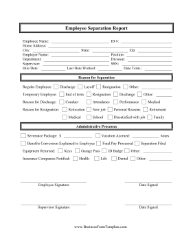 Employee Separation Report Form Fill Out Sign Online And Download