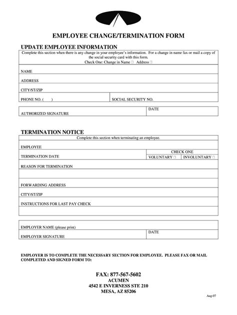 Employee Termination Fill And Sign Printable Template Online Us