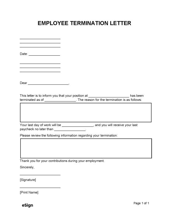 Employee Termination Template Master Template