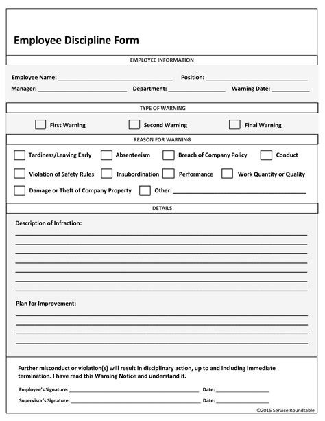 Employee Write Up Pdf Printable Disciplinary Action Form