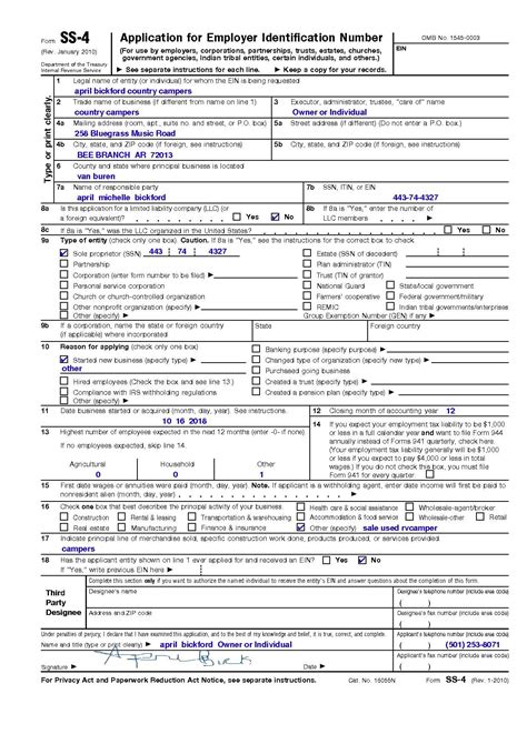 Employer Identification Number Wasvary Tax Services