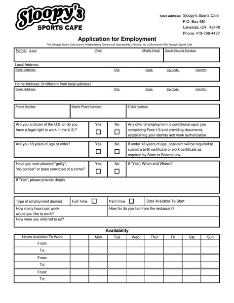 Employment Application Fill Online Printable Fillable Blank