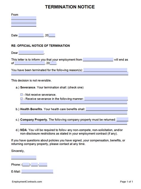 Employment Termination Form Employment Form Employment Employee