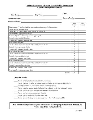 Emt Medical Skill Sheet