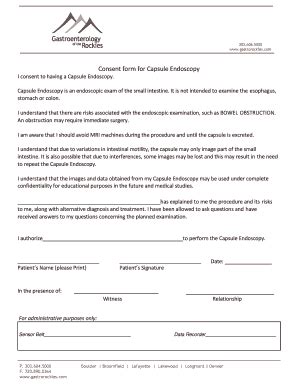 Endoscopy Consent Form Fill Online Printable Fillable Blank