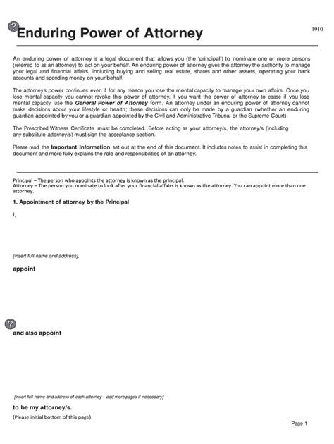 Enduring Power Of Attorney Nsw 2019 2024 Form Fill Out And Sign Printable Pdf Template