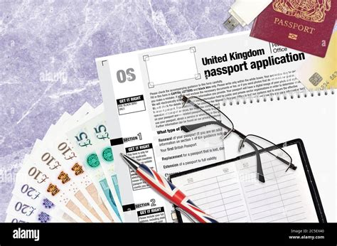 English Form Os United Kingdom Passport Application From Hm Passport Office Lies On Table With