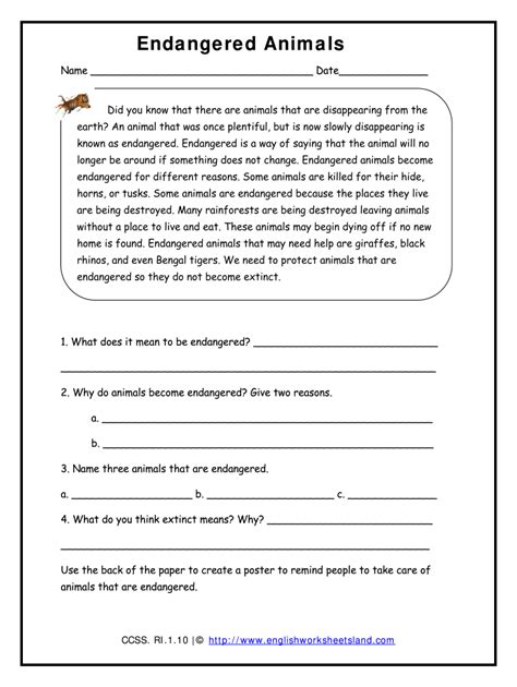 English Land Worksheet