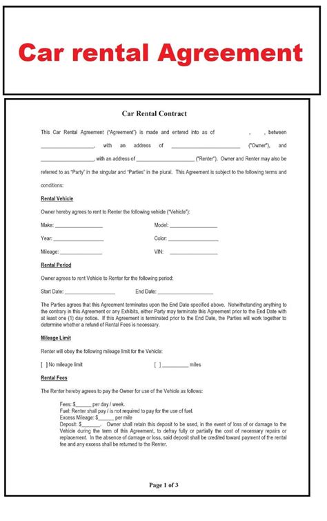 Enterprise Rental Agreement 337043868 Pdf Car Rental Renting