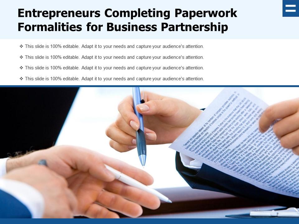 Entrepreneurs Completing Paperwork Formalities For Business Partnership