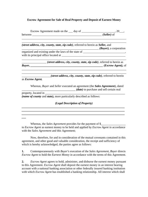 Escrow Agreement Template Fill Out Sign Online Dochub