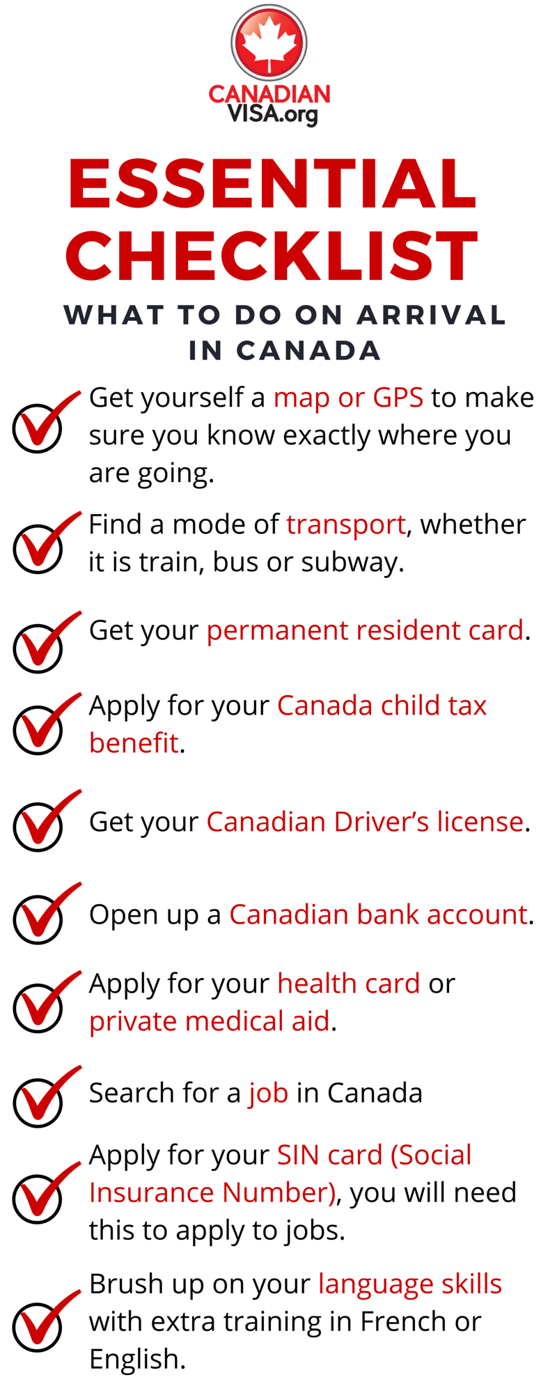 Essential Checklist Of Things To Do On Arrival To Canada Canadianvisa Org