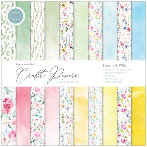 Essential Craft Papers 12X12 Inch Paper Pad Bloom Wild Ccepad009