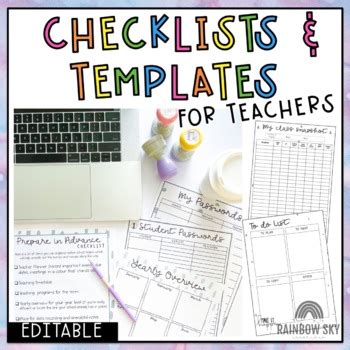 Essential Teacher Checklists And Forms Black And White Design