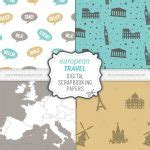 European Scrapbook Travel Paper Set