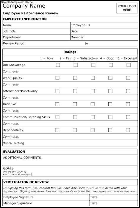 Evaluation Form Template Free