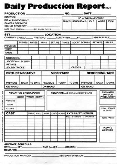 Every Filmmaking Form You Ll Ever Report Template Contract Template