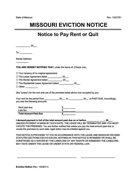 Eviction Notice Form For Missouri 2022 Evictionnoticeform Net