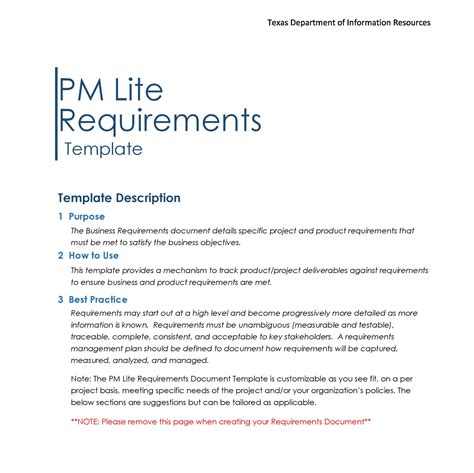 Example Business Requirements Document Template Best Template Ideas