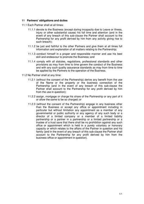 Example Clause Partners Obligations And Duties 11 Partners Obligations And Duties 11 Each