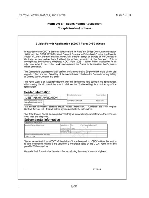 Example Letters Notices And Forms March 2014 Form 205B Sublet