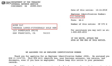 Example Proof Of Federal Id Ein