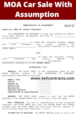 Examples Of Contracts Find Theses 2 Examples Of Assume Balance Car Agreement Sample To Download