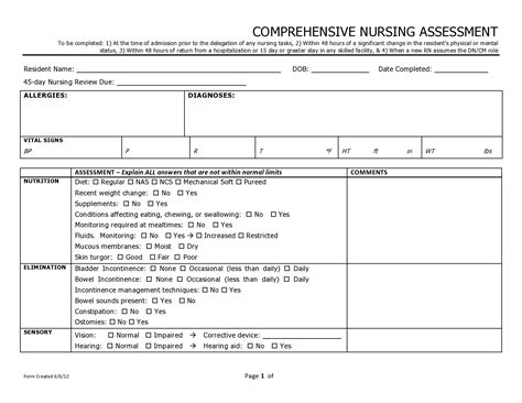 Examples Of Documentation Forms And Formats Nursing Home Health Nurse Nursing Assessment