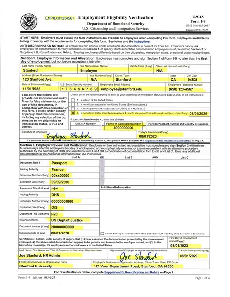 Examples Of Updated Form I 9