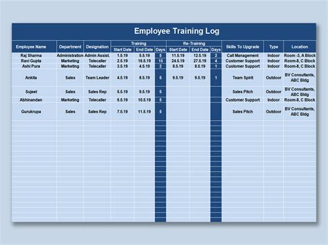 Excel Training Record Template