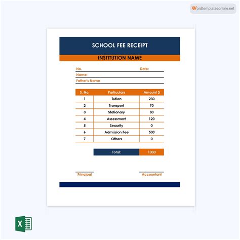 Excellent School Fee Receipt Template In Html Cheap Receipt Templates