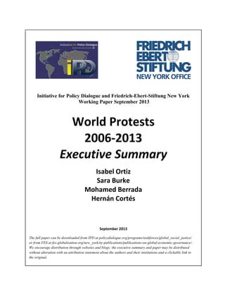 Executive Summary World Protests 2006 2013 Friedrich Ebert Stifting