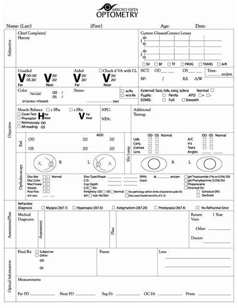 Eye Exam Forms Template