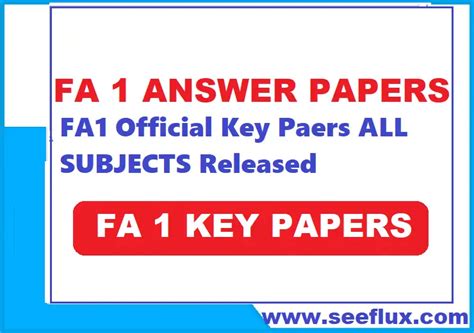 Fa1 Official Key Papers All Subjects Released Seeflux Com