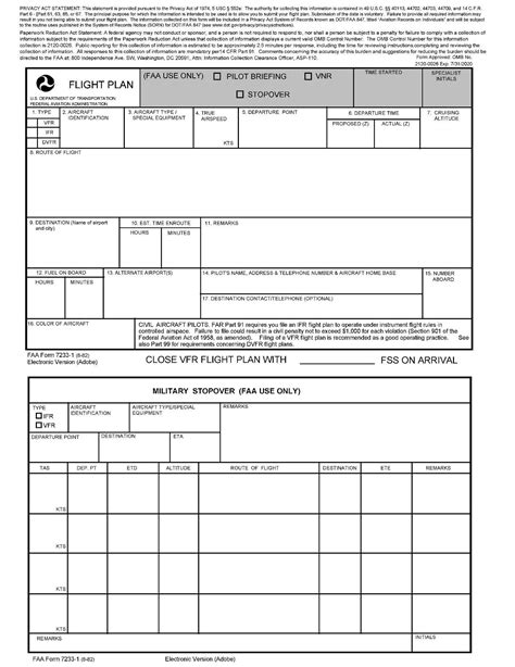 Faa Form 7233 1 Flight Plan