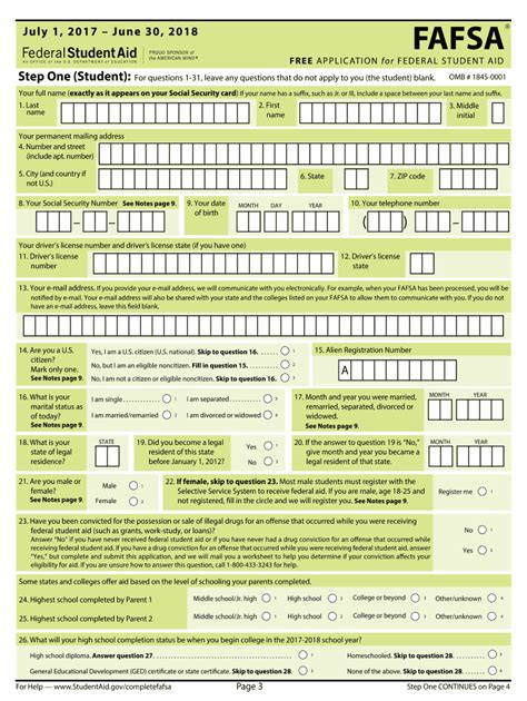 Fafsa Application 20 Pdf 2018 2024 Form Fill Out And Sign Printable