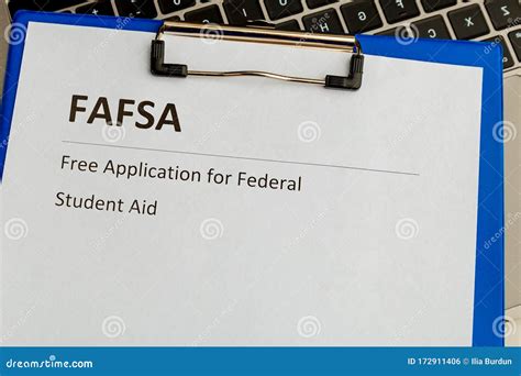 Fafsa Student Aid Application Form On The Tablet Stock Image Image