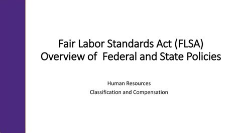 Fair Labor Standards Act Flsa Overview Of Federal And State Policies Ppt Download